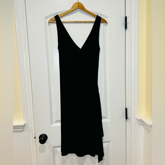 Variazioni Women's Size Large Black‎ Matte Jersey Faux Wrap Dress - Picture 1 of 12